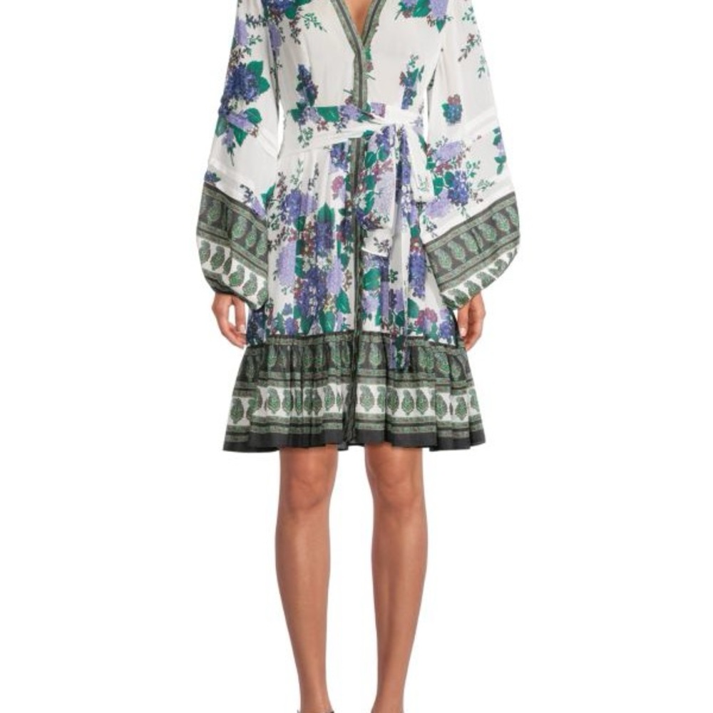 NWT Maddie Floral Balloon-Sleeve Dress